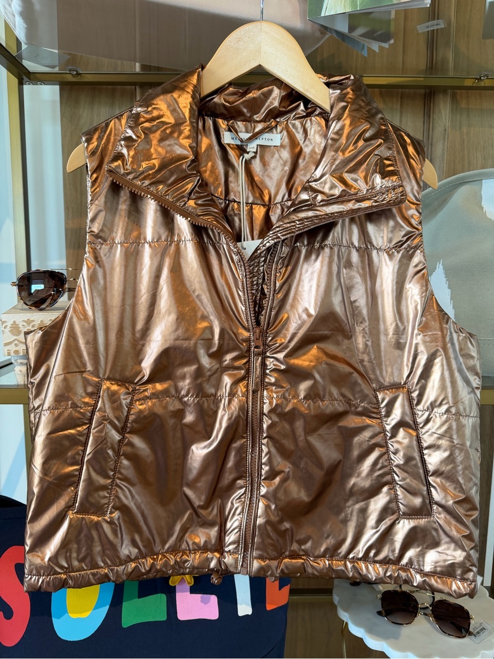 MELISSA NEPTON Metallic Bronze Puffer Vest